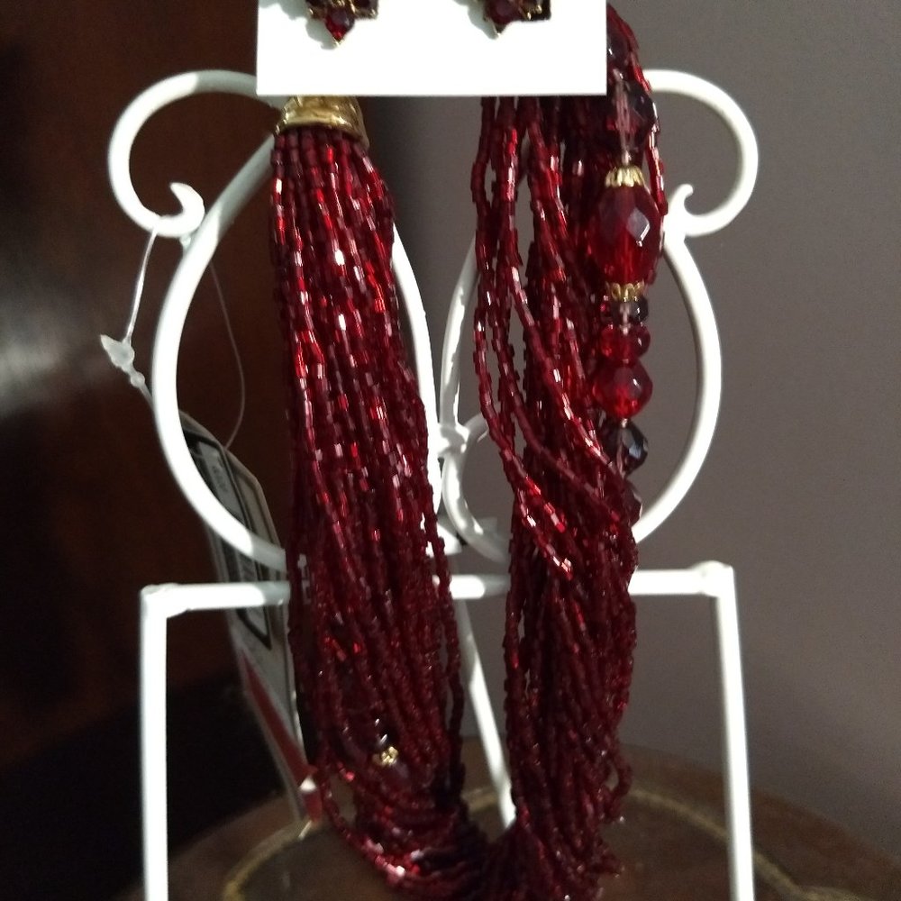 Festive Red Choker & Earring Set